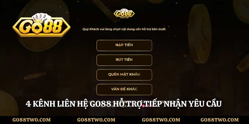 4 kênh liên hệ Go88 hỗ trợ tiếp nhận yêu cầu từ người dùng