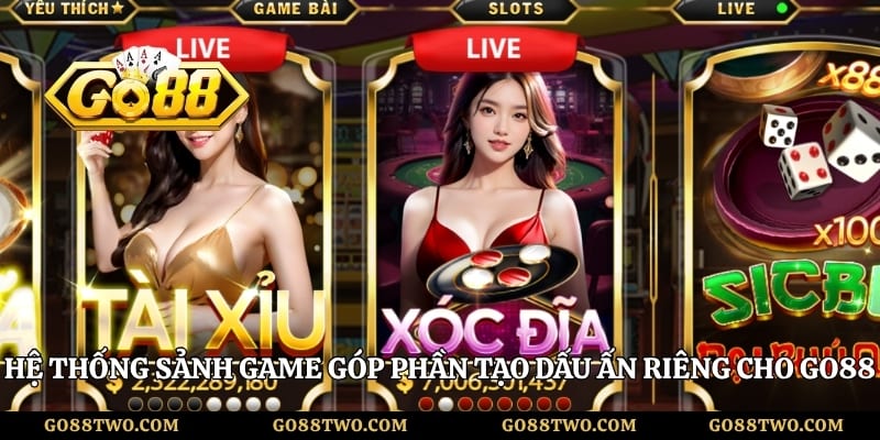 Hệ thống sảnh game góp phần tạo dấu ấn riêng cho Go88